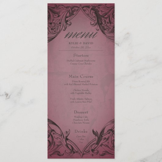  vleermuis tot de dood Bourgondische bruiloft Menu (Voorkant)