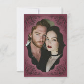  vleermuis tot de dood Bourgondische bruiloft Save The Date (Achterkant)