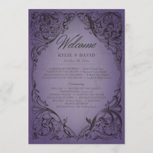  vleermuis tot de dood Paarse bruiloft Programmakaart (Voorkant)