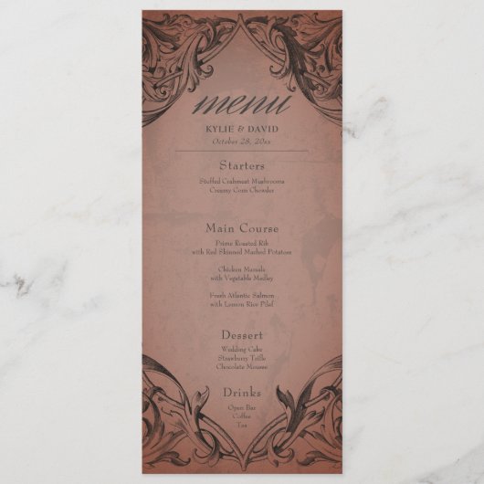 vleermuis tot de dood roest bruiloft menu (Voorkant)