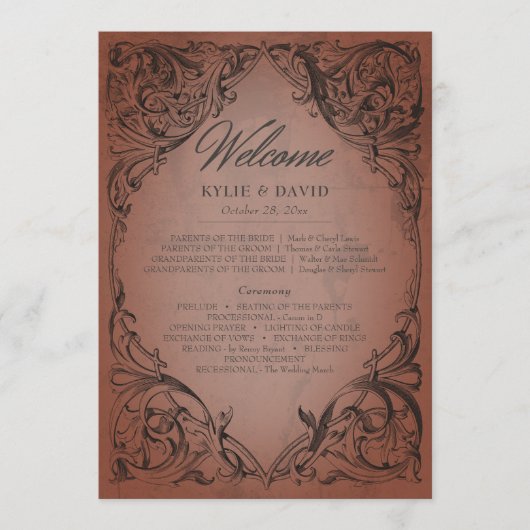  vleermuis tot de dood roest bruiloft programmakaart (Voorkant)