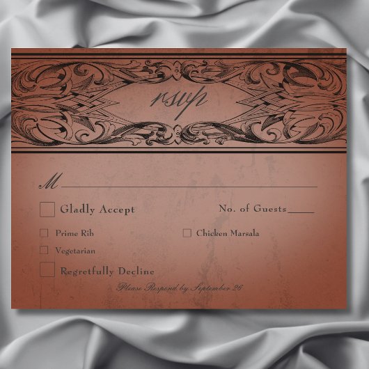 vleermuis tot de dood roest bruiloft RSVP kaartje