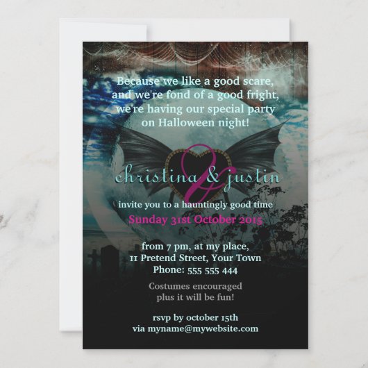 Vleermuis Vleugels Maan Sprookjesachtig Halloween  Kaart (Achterkant)