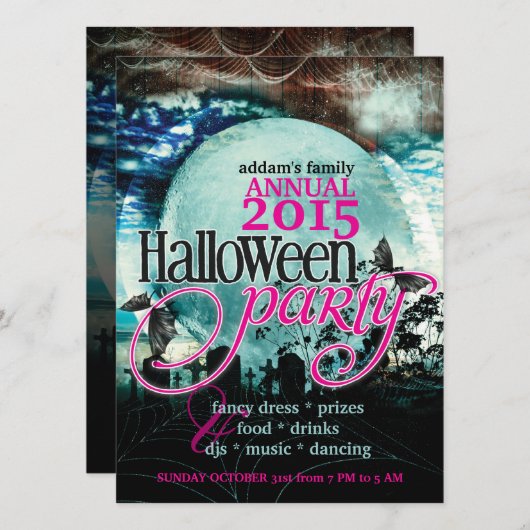 Vleermuis Vleugels Maan Sprookjesachtig Halloween  Kaart (Voorkant / Achterkant)