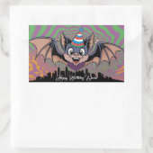 Vleermuis vliegt boven psychedelische stad rechthoekige sticker (Tas)