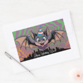 Vleermuis vliegt boven psychedelische stad rechthoekige sticker (Envelop)