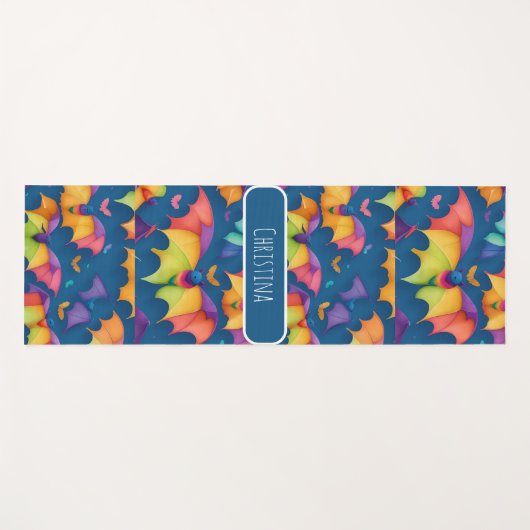 vleermuis Waterverf kleurrijke gepersonaliseerde p Yogamat (Voorkant (horizontaal))