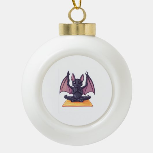 Vleermuis Yoga Flow Keramische Bal Ornament (Voorkant)