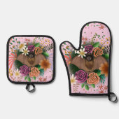 Vleermuisbloemen Bloemen Botanisch Ovenwant & Pannenlap Set (Voorkant)