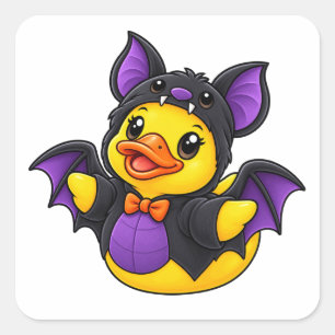 Vleermuiskostuum Rubber Eend Halloween Vierkante Sticker