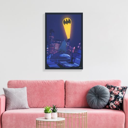 Vleermuissignaal boven Gotham Canvas Afdruk (Insitu (Woonkamer))