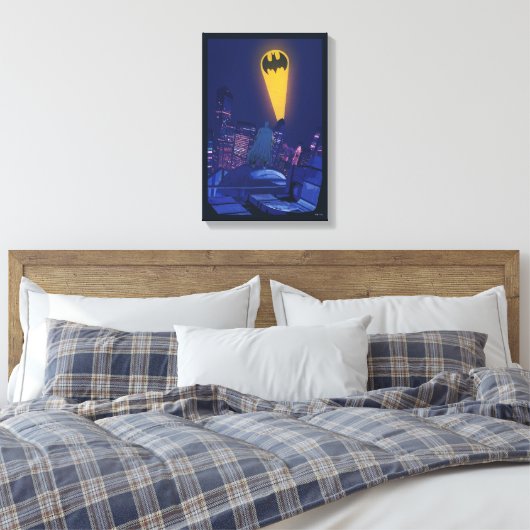 Vleermuissignaal boven Gotham Canvas Afdruk (Insitu (Slaapkamer))