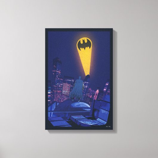 Vleermuissignaal boven Gotham Canvas Afdruk (Voorkant)