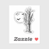 Vleermuizen, een dode boom, volle maan Halloween Sticker (Vel)