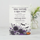 Vleermuizen en bloemen bruiloft kaart (Staand voorkant)