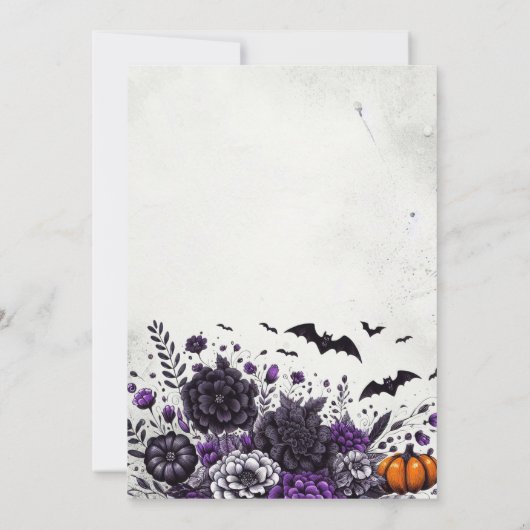 Vleermuizen en bloemen bruiloft kaart (Achterkant)