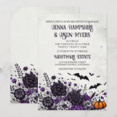 Vleermuizen en bloemen bruiloft kaart (Voorkant / Achterkant)