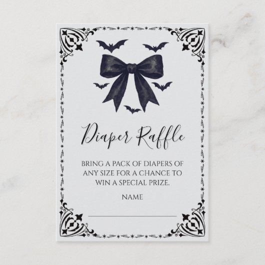 Vleermuizen en bogen Halloween Baby shower Luier R Informatiekaartje (Voorkant)