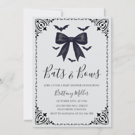 Vleermuizen en bogen Halloween baby shower uitnodi Kaart (Voorkant)