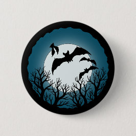 Vleermuizen en Bomen Tegen de Maan Ronde Button 5,7 Cm