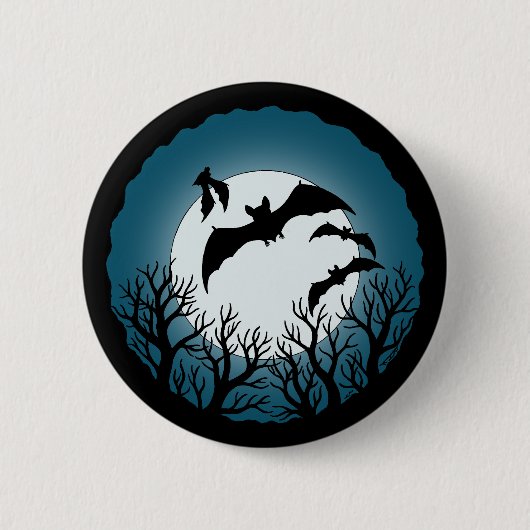 Vleermuizen en Bomen Tegen de Maan Ronde Button 5,7 Cm (Voorkant)