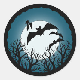 Vleermuizen en Bomen Tegen de Maan Ronde Sticker