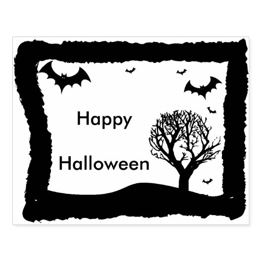 Vleermuizen en boomlandschap 2 silhouet kunststemp rubberstempel (Afrduk)