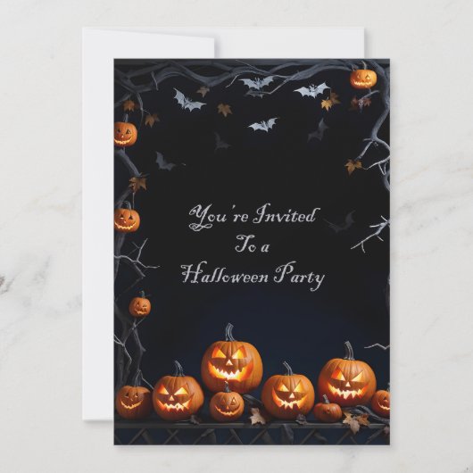 Vleermuizen en Jack-O-Lanterns Halloween Kaart (Voorkant)