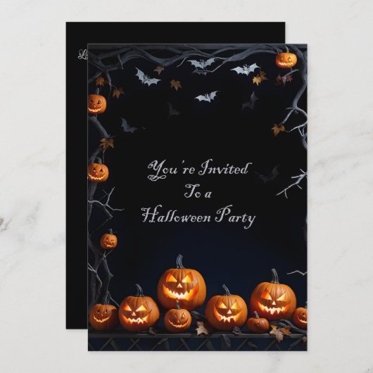 Vleermuizen en Jack-O-Lanterns Halloween Kaart (Voorkant / Achterkant)