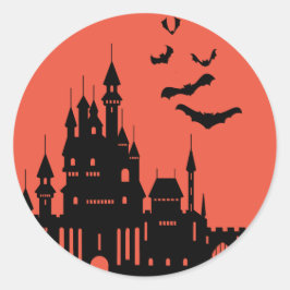 Vleermuizen en Kasteel zwart en Sinaasappel Ronde Sticker