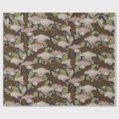 vleermuizen en klaprozen patroon Art Nouveau Cadeaupapier (Vlak)