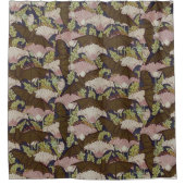  vleermuizen en klaprozen patroon Art Nouveau Douchegordijn (Voorkant)