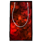 Vleermuizen en maan patroon rood en zwart klein cadeauzakje (Voorkant)