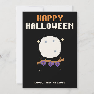 Vleermuizen en Maan Pixel Art Halloween Kaart