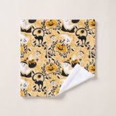 Vleermuizen en Pompoenen Halloween Bad Handdoek Se (Wasdoekje)