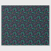 Vleermuizen en pompoenen Paarse Groene Halloween Cadeaupapier (Vlak)