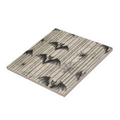 vleermuizen en spinnenwebben op Distressed Stripe Tegeltje (Zijkant)