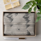 vleermuizen en spinnenwebben op Distressed Stripe Tissuepapier (Geschenk)