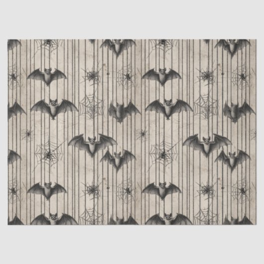vleermuizen en spinnenwebben op Distressed Stripe Tissuepapier (Voorkant)