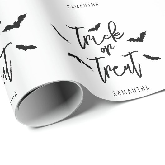 Vleermuizen en Trick or treat script tekst Hallowe Cadeaupapier (Rol Hoek)