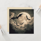 Vleermuizen en Volle Maan Spooky Gothic Antiek Kaart (Voorkant / Achterkant in situ)
