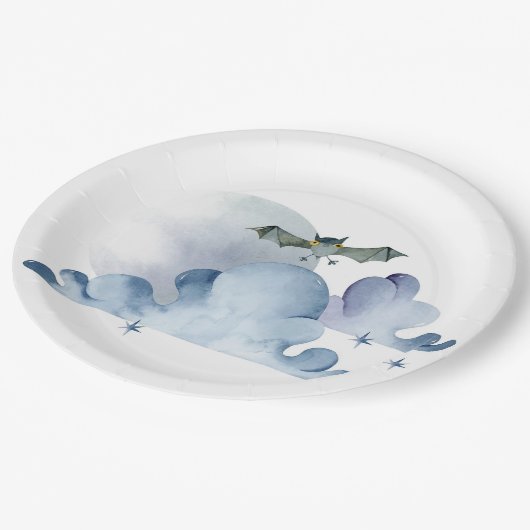 Vleermuizen en wolken papieren bordje (Gekanteld)