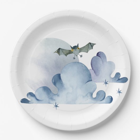Vleermuizen en wolken papieren bordje (Voorkant)