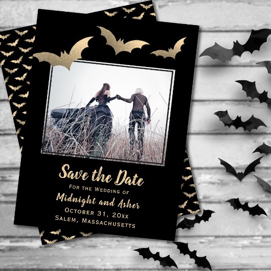 Vleermuizen Foto Halloween Bruiloft Save The Date