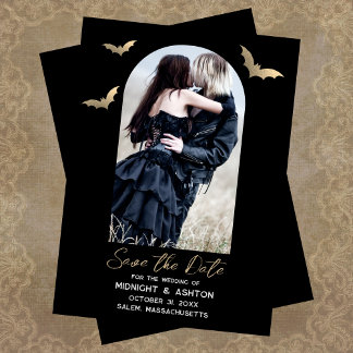 Vleermuizen Foto Halloween Bruiloft Save The Date