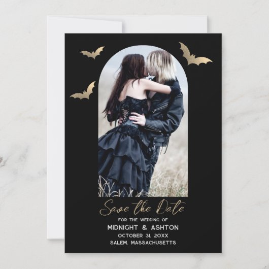 Vleermuizen Foto Halloween Bruiloft Save The Date (Voorkant)