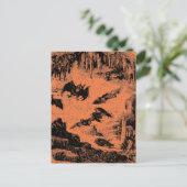  vleermuizen in Cave 1800 Bat Halloween Oranje Briefkaart (Staand voorkant)