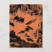  vleermuizen in Cave 1800 Bat Halloween Oranje Briefkaart (Voorkant)