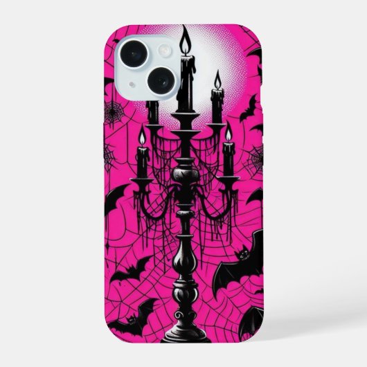 Vleermuizen & Kaarsen iPhone 15 Case (Achterkant)