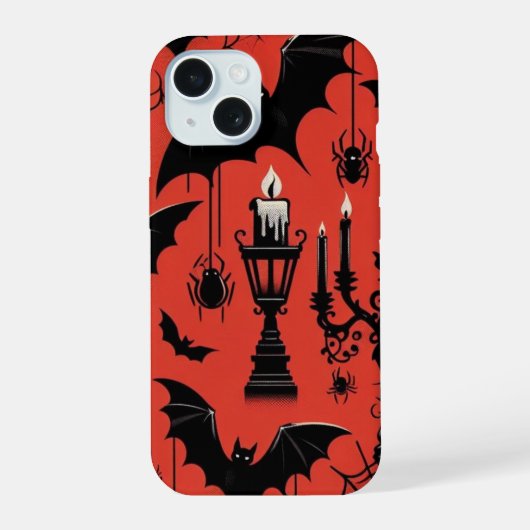 Vleermuizen & Kaarsen iPhone 15 Case (Achterkant)